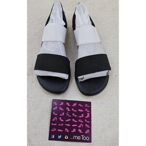 me TOO Brielle Elastic Upper‎ Slide Sandals Black White Women's Size 6M